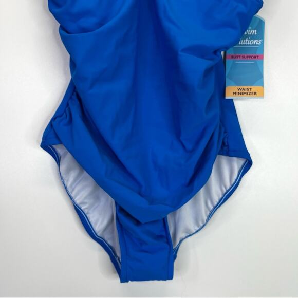 Swim Solutions Tummy Control Plunge One Piece swimsuit copen blue - 8 - Picture 6 of 13